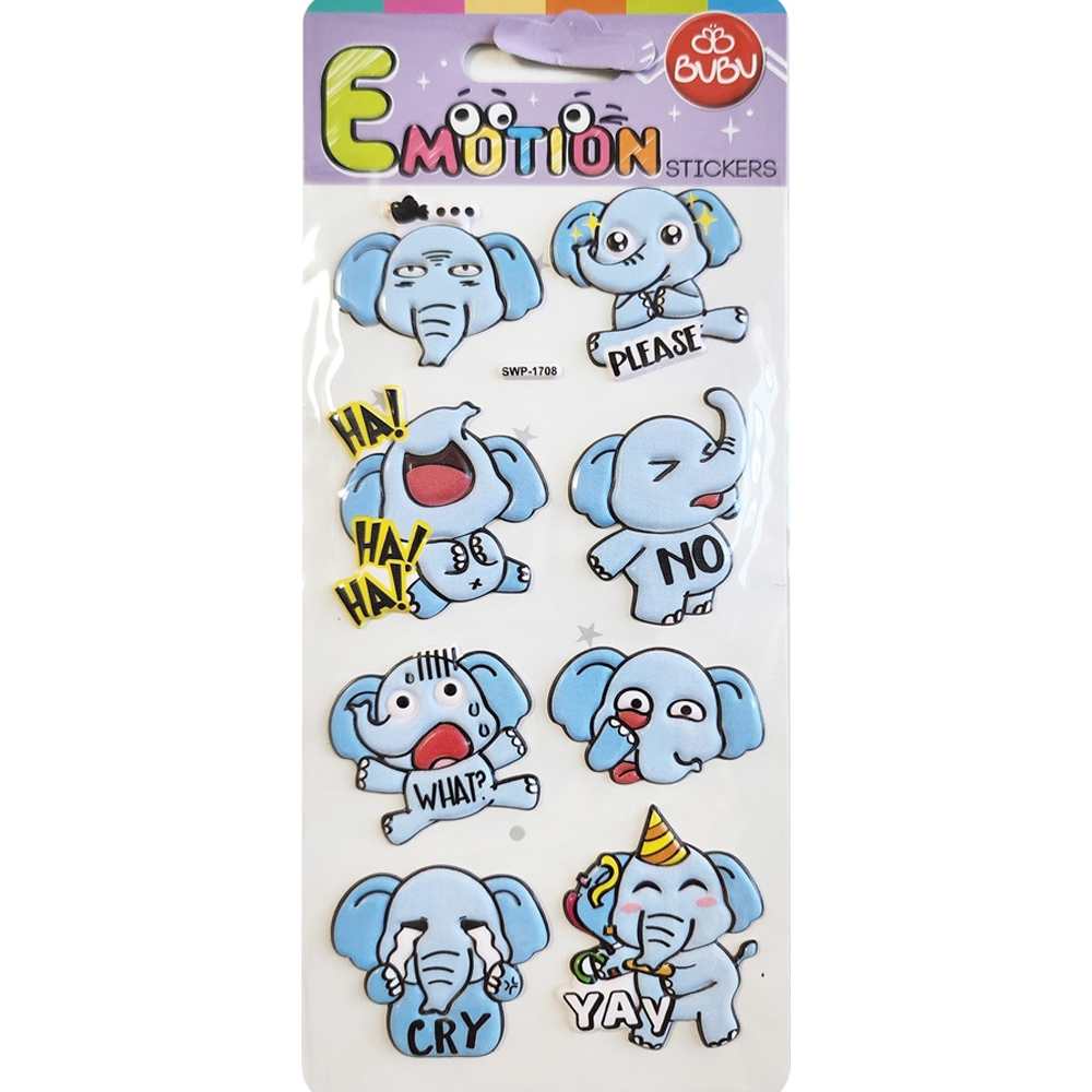 BU-BU EMOTIONS PUFFY STİCKERS ELEPHANTS TİGERS 9X21 BUBU-SWP-1708