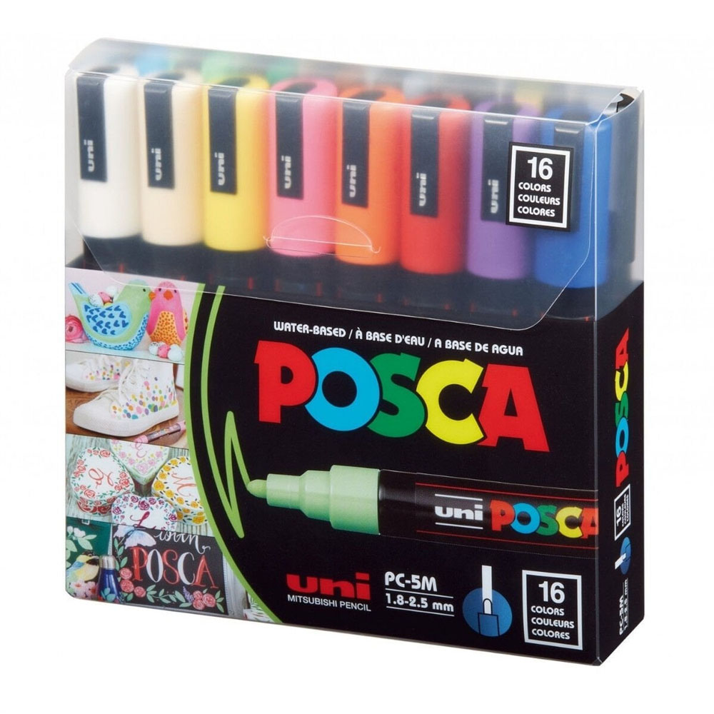 UNİ-BALL POSCA 1.8-2.5 SU BAZLI BOYAMA MARKÖRÜ 16 LI PC-5M/16C