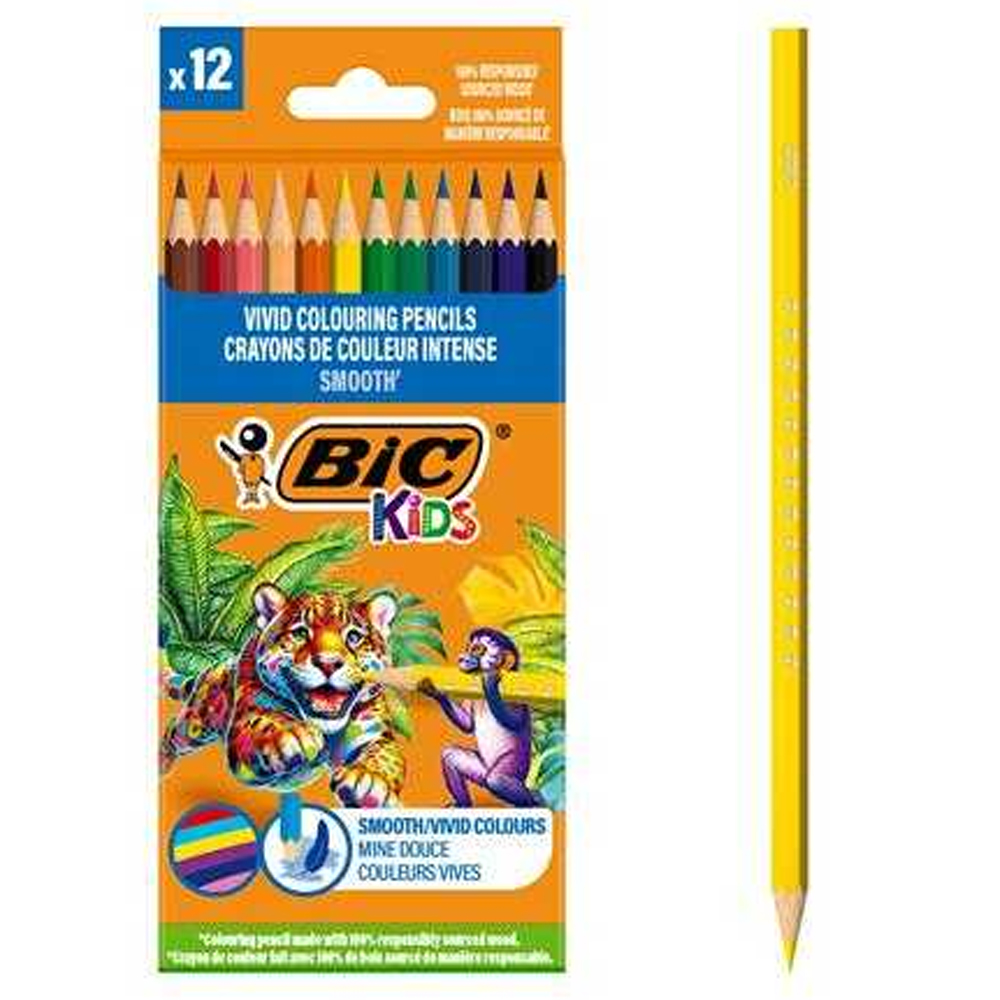 BİC KİDSSMOOTH KURU BOYA KALEMİ 12 RENK 525786