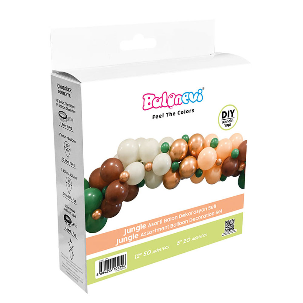 BALONEVİ JUNGLE ASORTİ BALON DEKORASYON SETİ 70 Lİ
