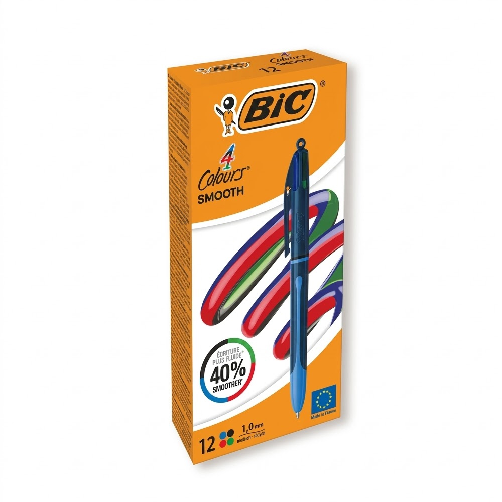 BİC TÜKENMEZ KALEM 4 COLOURS SMOOTH DROP 12 Lİ