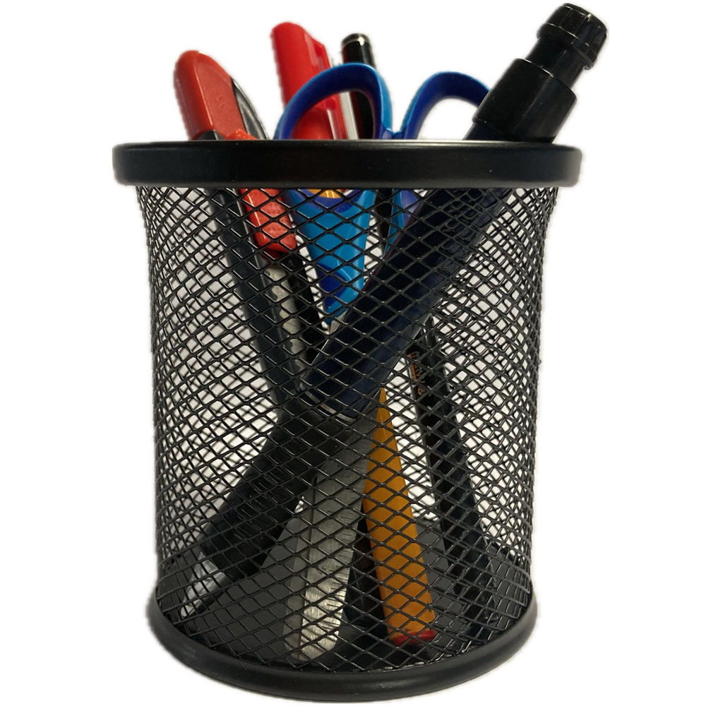 Bafix Kalemlik Metal Perforeli Silindir Siyah Bfx-Mmk802S - 12'li Paket