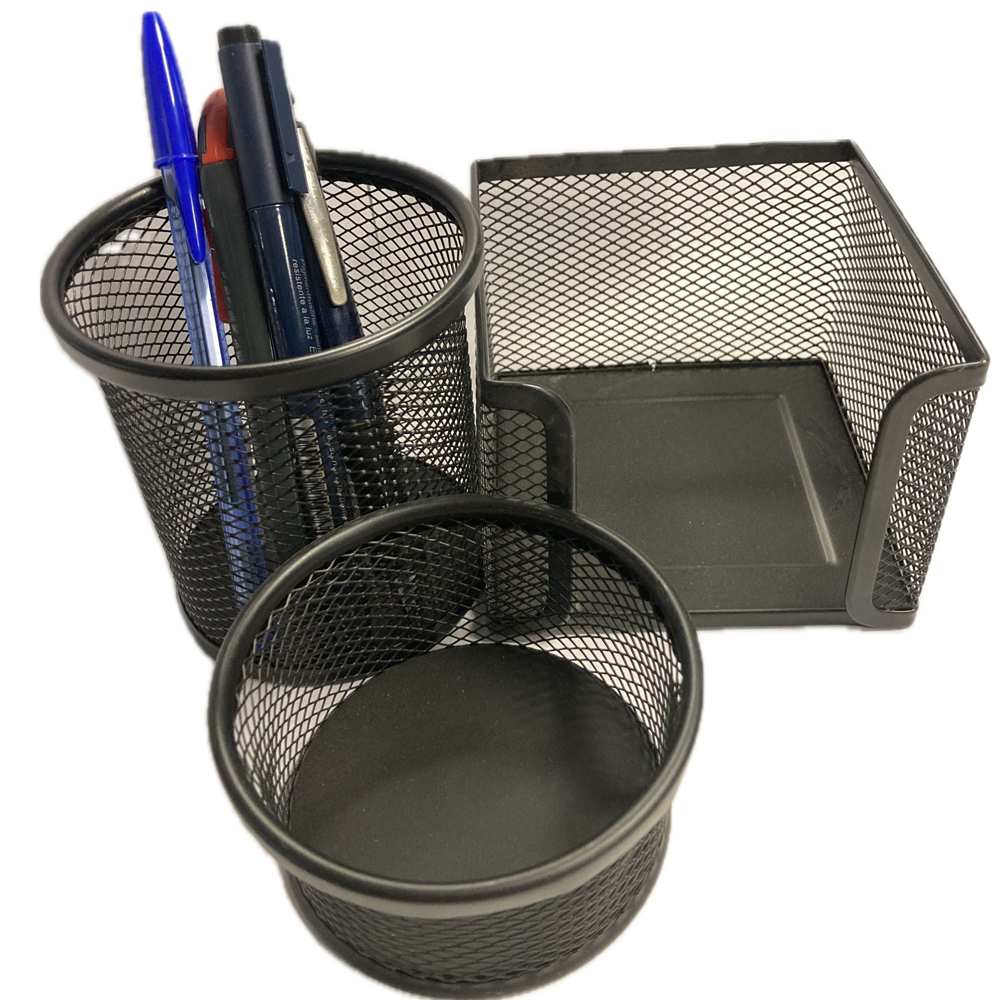 Bafix Masa Seti Ataşlık-Kağıtlık-Kalemlik 3 Lü Metal Perforeli Siyah Bfx-Mms9801S