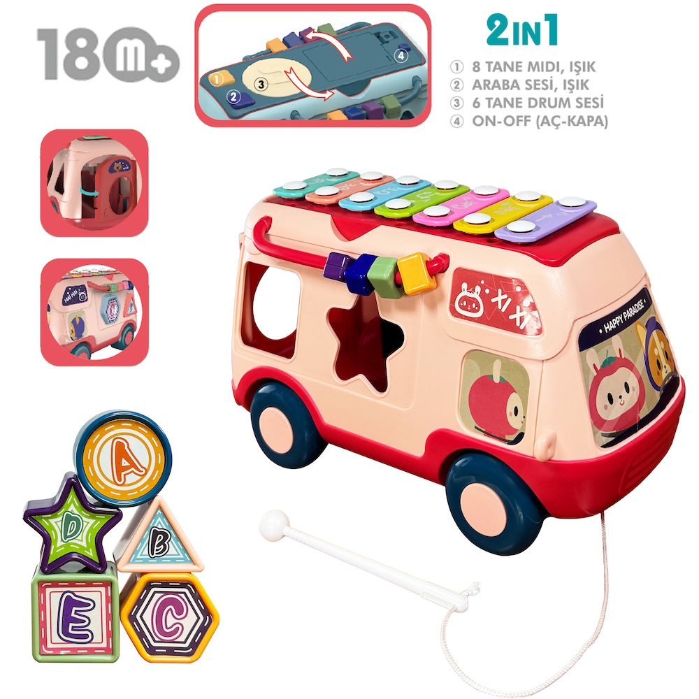 Vardem Oyuncak Eğitici Bul Tak Işıklı Ve Müzikli Otobüs Vrd-Rt980