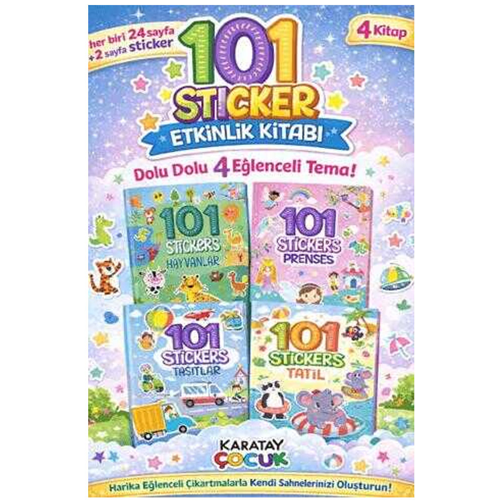 4E 101 STİCKER ETKNLİK KİTABI TAŞITLAR-PRENSES-HAYVANLAR-TATİL