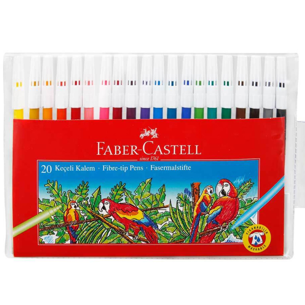 Faber-Castell Keçeli Boya Kalemi Yıkanabilir 20 Renk 5067 15512