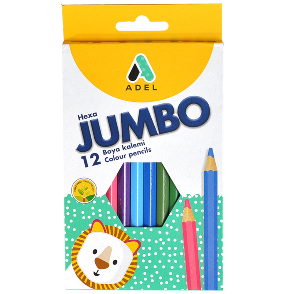 Adel Kuru Boya Jumbo Hexa Tam Boy 12 Renk 2119 510001 - 6'lı Paket