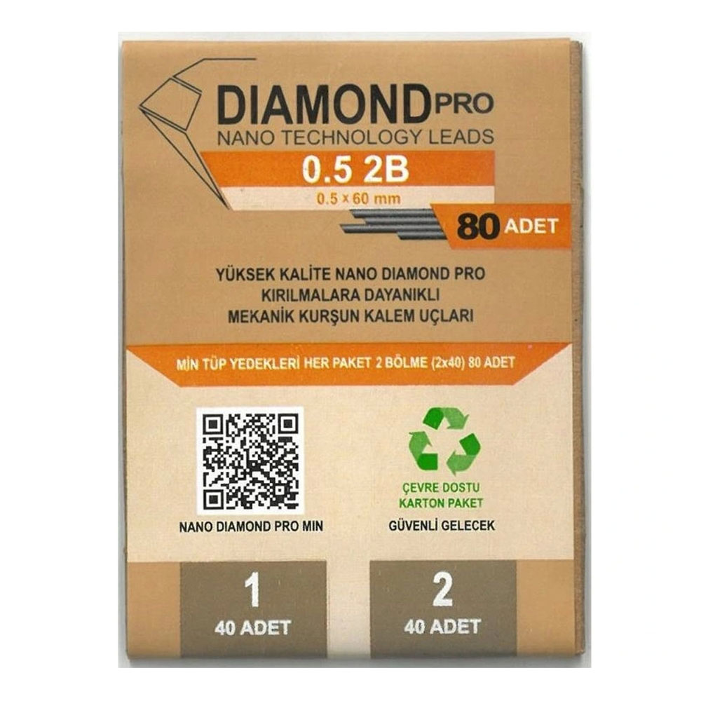UNİ-BALL VERSATİL KALEM YEDEĞİ NANO DIOMAND PRO 2B 0.5 MM 80 Lİ NDP-05-80 2B