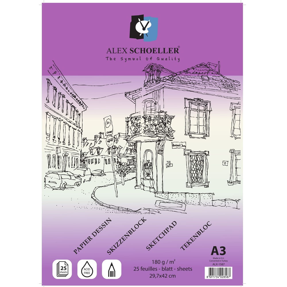 ALEX SCHOELLER ESKİZ BLOK YAPIŞKANLI A3 180 GR 25 Lİ ALX-1587