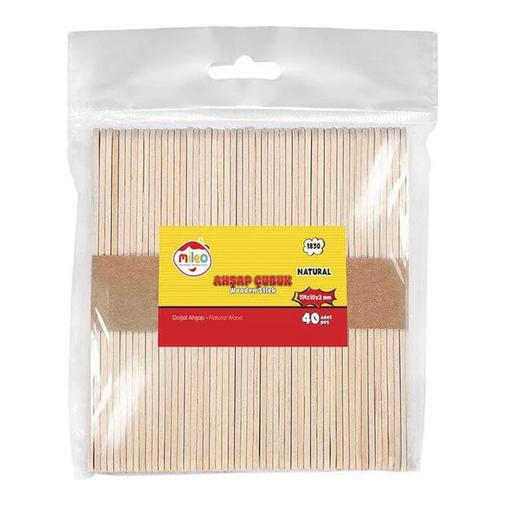 MİLEO AHŞAP DİL ÇUBUK KARE 114X10X2 MM NATUREL 1830