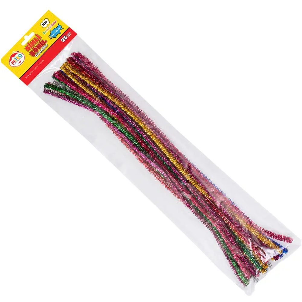 MİLEO ŞÖNİL 6MMX30 CM SİMLİ RENKLER 25 Lİ 1823
