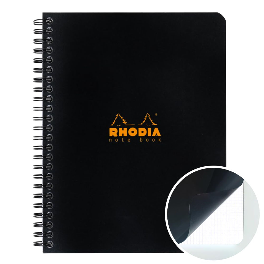 160X210 MM A5+KARELİ DEFTER SİYAH KAPAK YANDAN SPİRALLİ 80 YP 5 Lİ