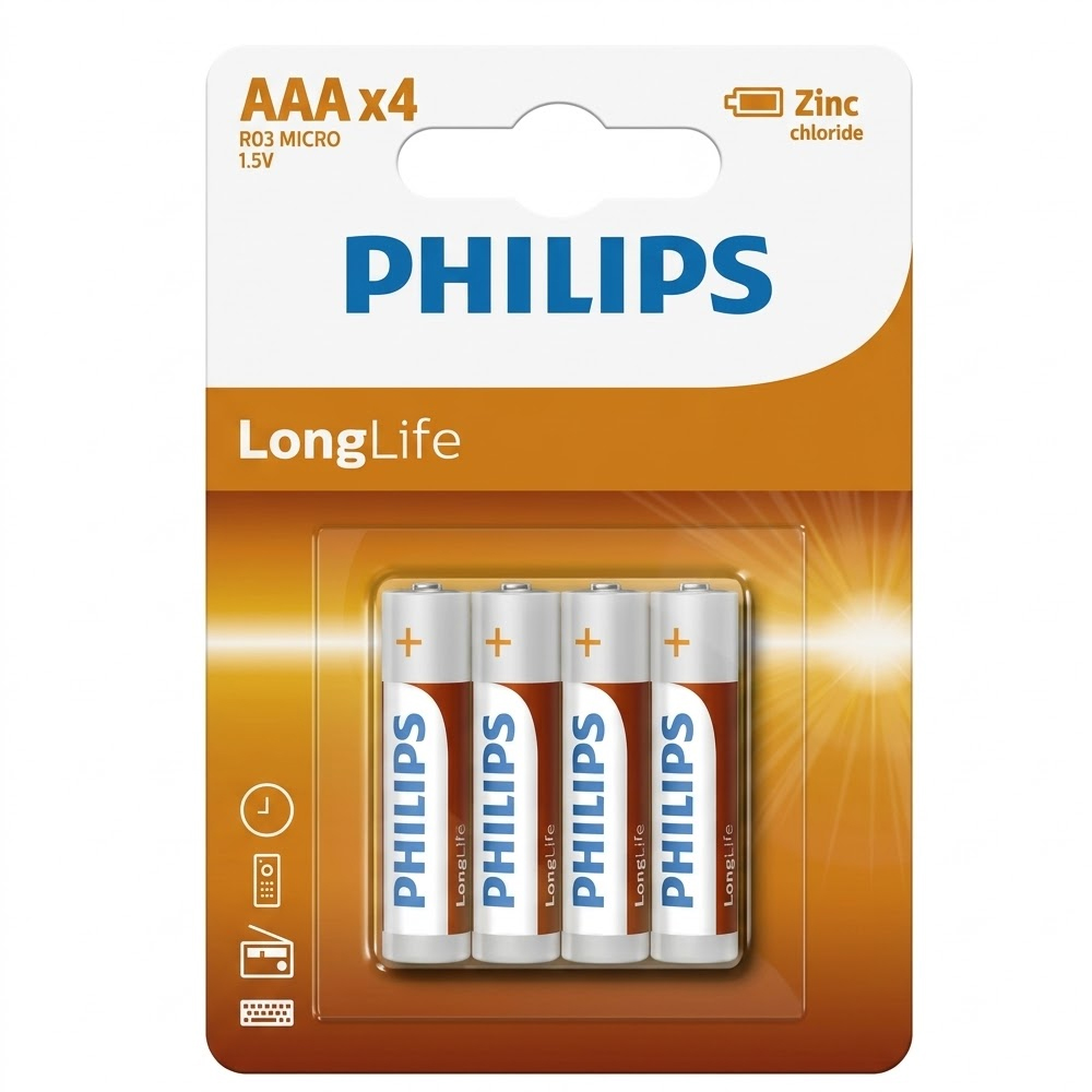 PHİLİPS LONGLİFE İNCE KALEM PİL AAA 4 LÜ PH-R03L4B/10
