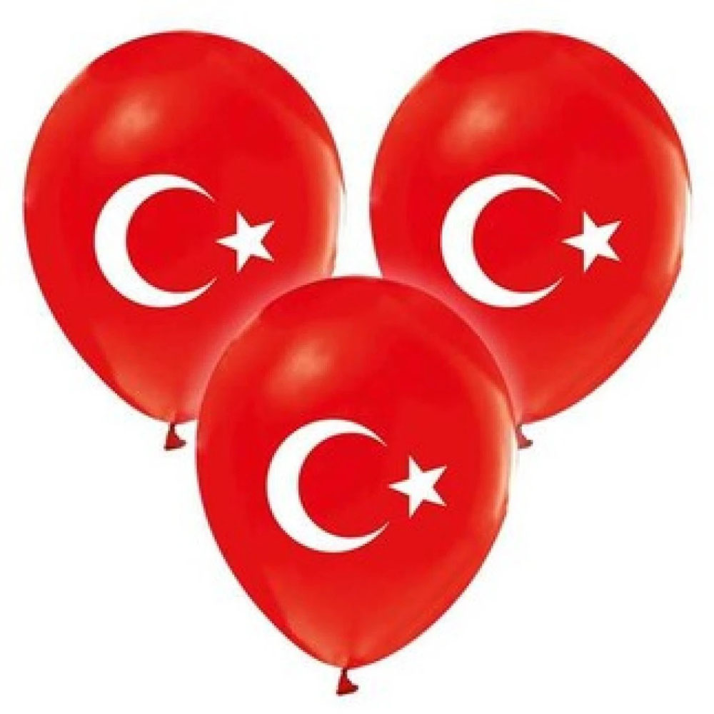 BALONEVİ BALON 1+1 AYYILDIZ BASKILI 12" 50 Lİ