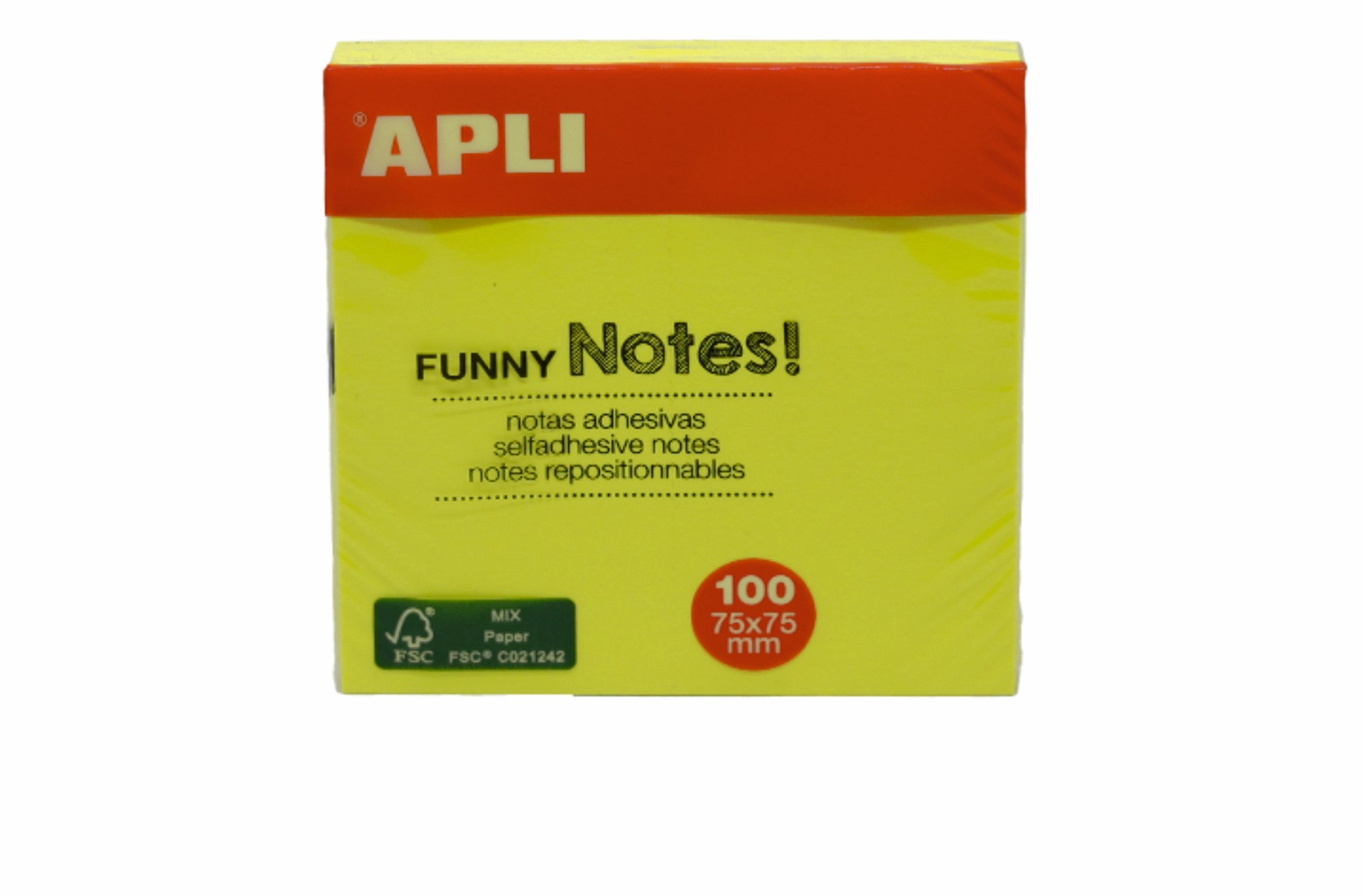 Apli Yapışkanlı Not Kağıdı Sarı Funny 100 Yp 75X75 11897