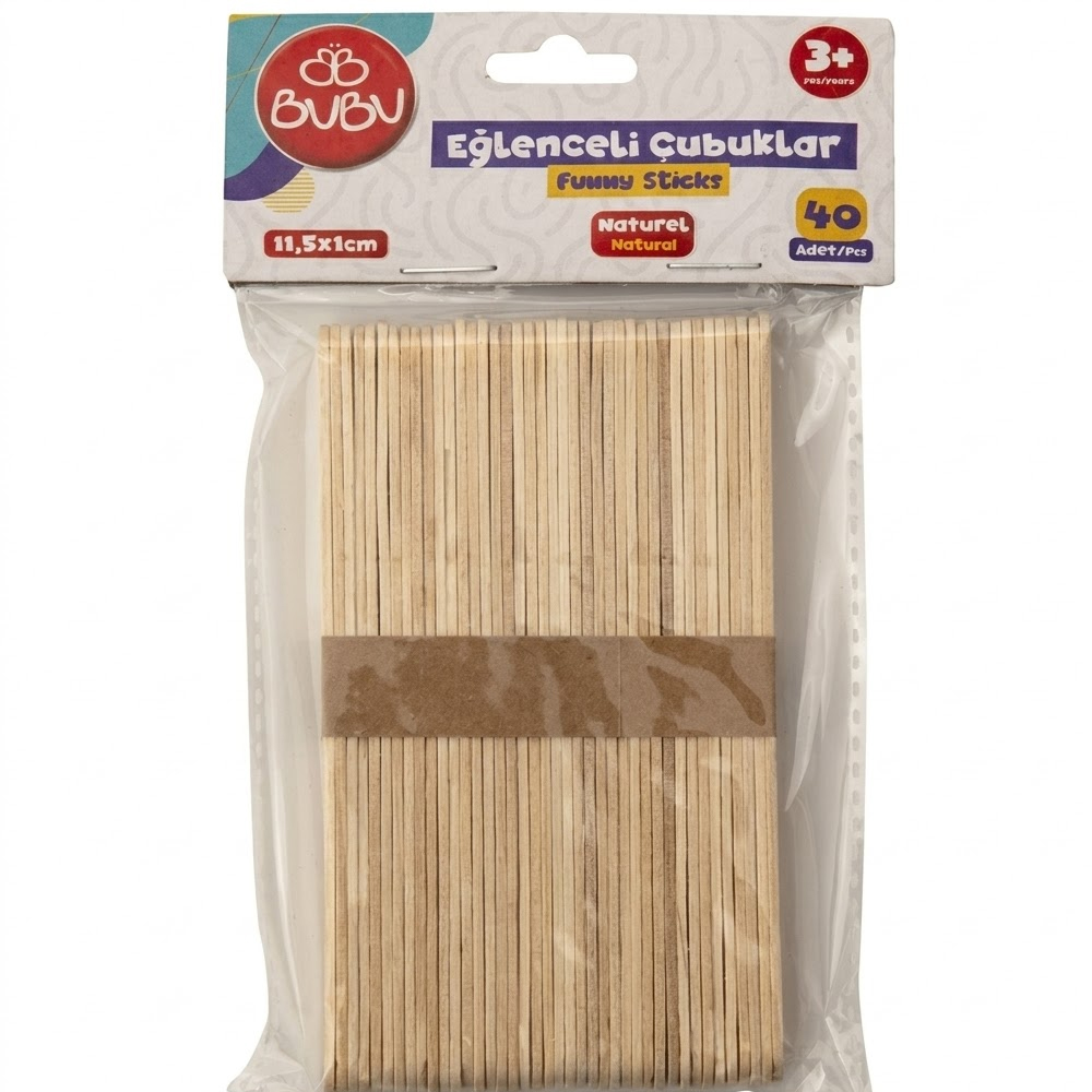 BU-BU EĞLENCELİ ÇUBUKLAR NATUREL 11,5X1 CM 40 LI KIS BUBU-HS0015