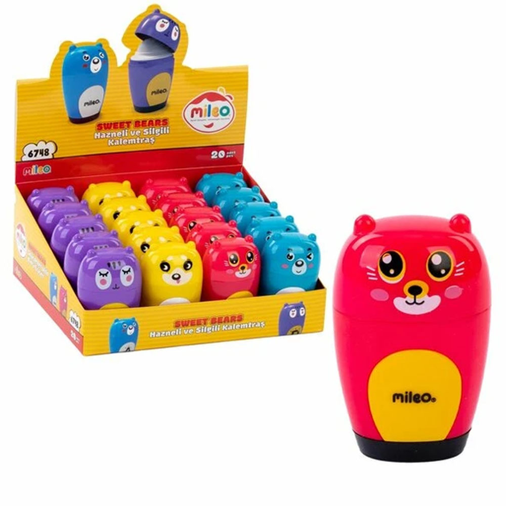 MİLEO SWEET BEARS HAZNELİ VE SİLGİLİ KALEMTIRAŞ6748