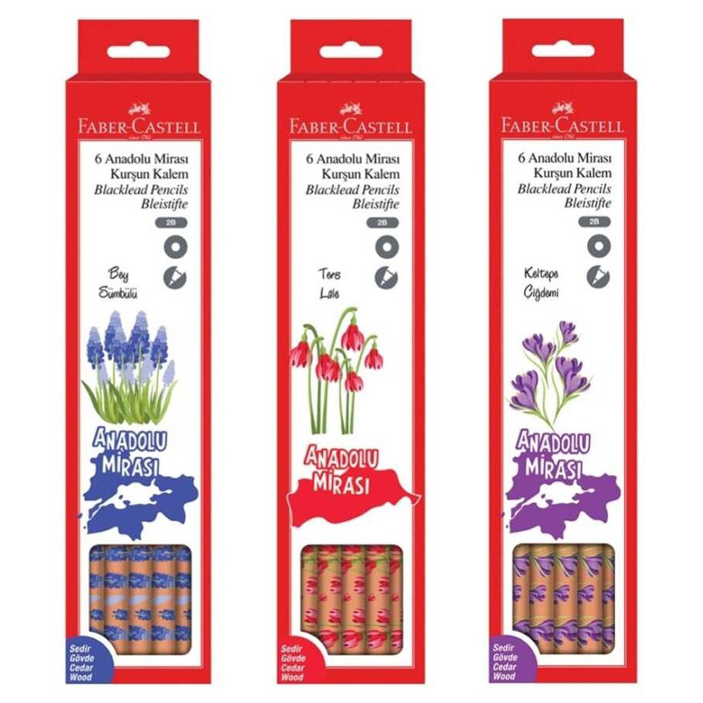 Faber-Castell Anadolu Mirası Çiçekler 6Lı 2B Kurşun Kalem - 6'lı Paket