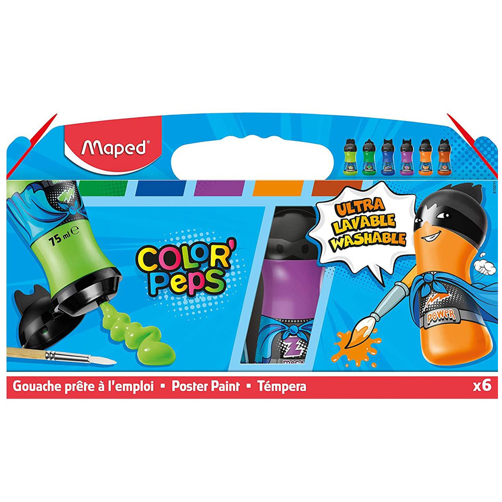 MAPED 810011 6X75 ML GUAJ BOYA KARTON KUTU YAN RENKLER BOYALAR
