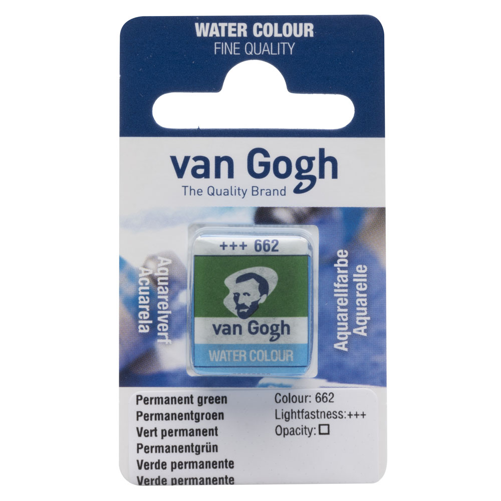 VAN GOGH WATERCOLOUR PAN PERMANENT GREEN 662