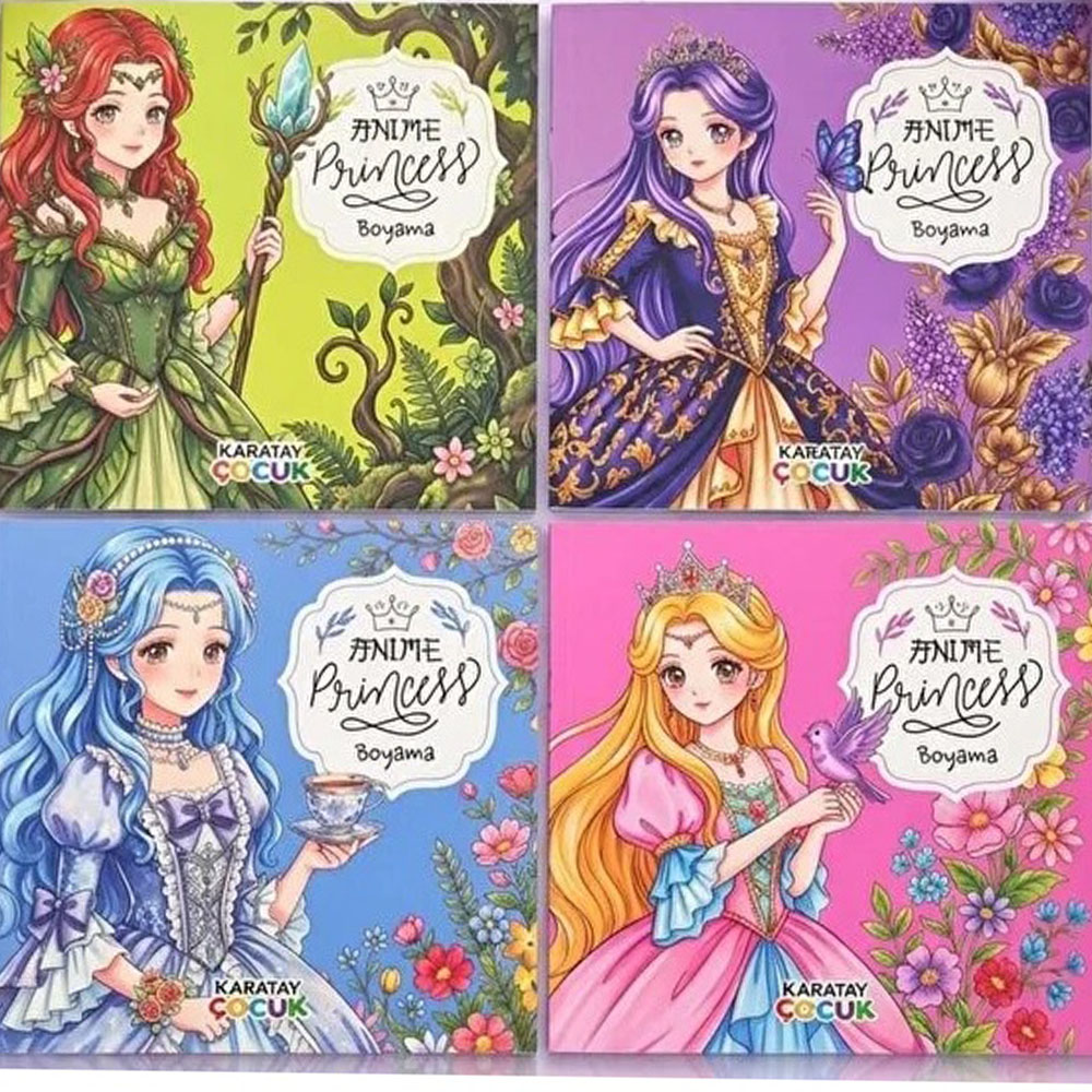 4E ANİME PRİNCESS BOYAMA - 4 ÇEŞİT