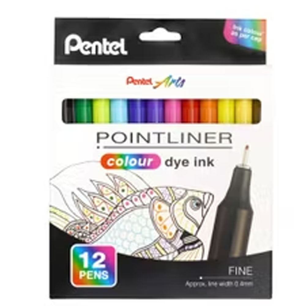 PENTEL FİBER UÇLU BOYA KALEMİ - 0.4 MM.12 RENKLİ K