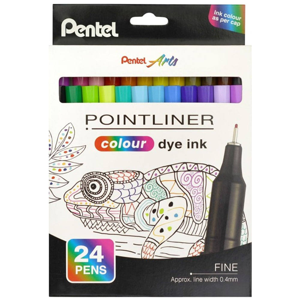 PENTEL FİBER UÇLU BOYA KALEMİ - 0.4 MM. 24 RENKLİ