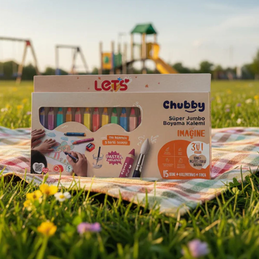 LETS CHUUBY 15 RENK PASTEL 10MM 3İN1 BOYA KALEMİ Y