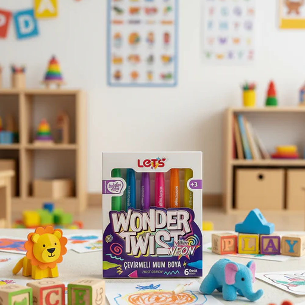 LETS 6 RENK WONDER TWİST NEON ÇEVİRMELİ MUM BOYA Y