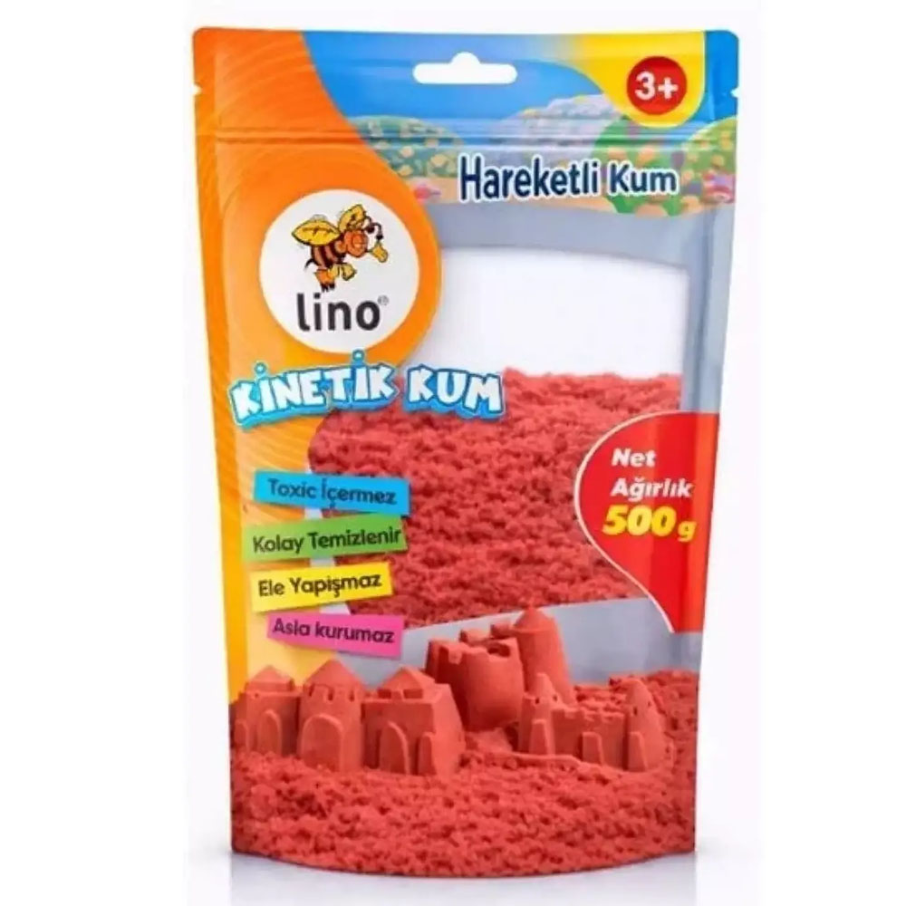 LİNO KİNETİK KUM 500 GR KIRMIZI DOYPACK
