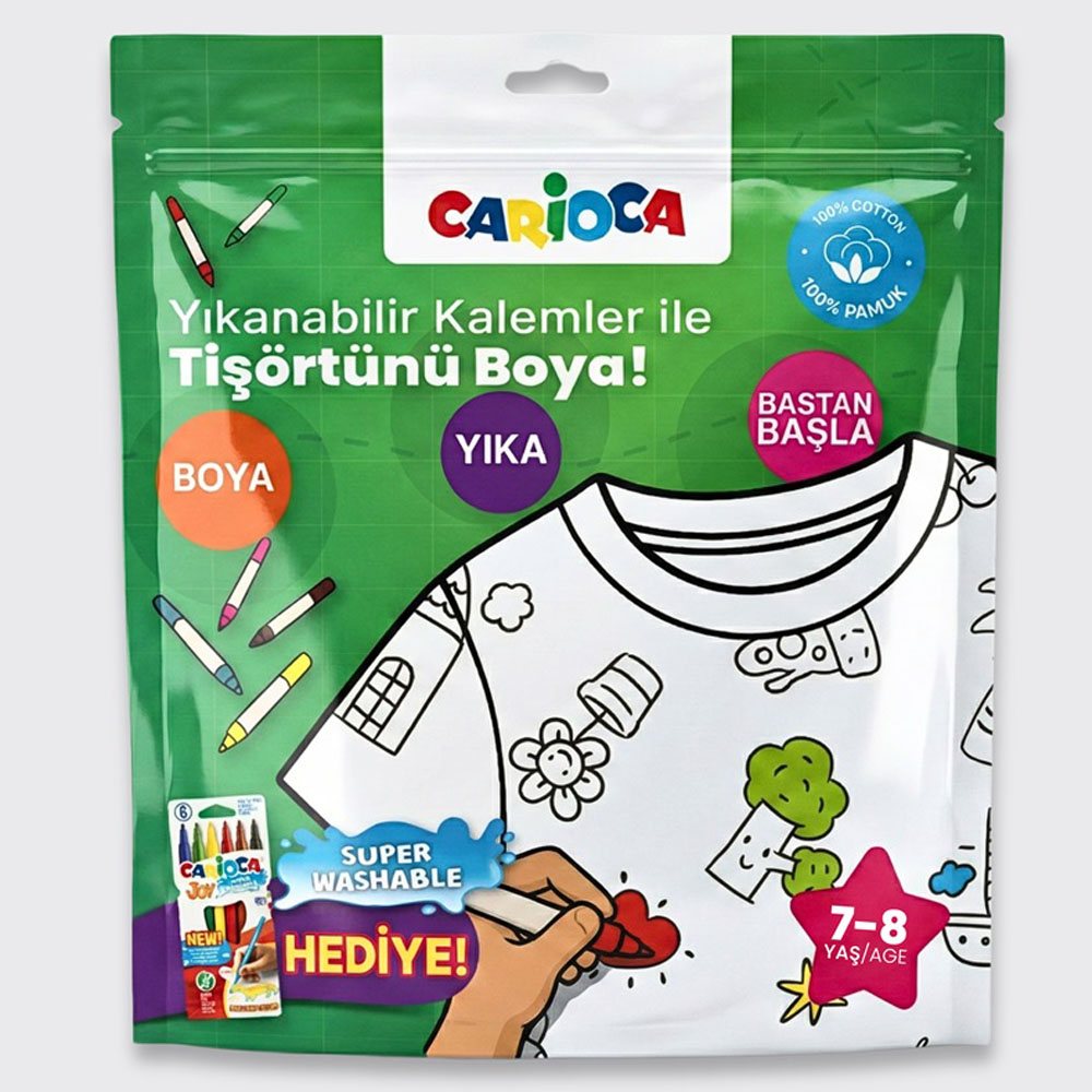 CARİOCA BOYANABİLİR TİŞÖRT-KEÇELİ KALEM 7-8 YAŞ LN-80009