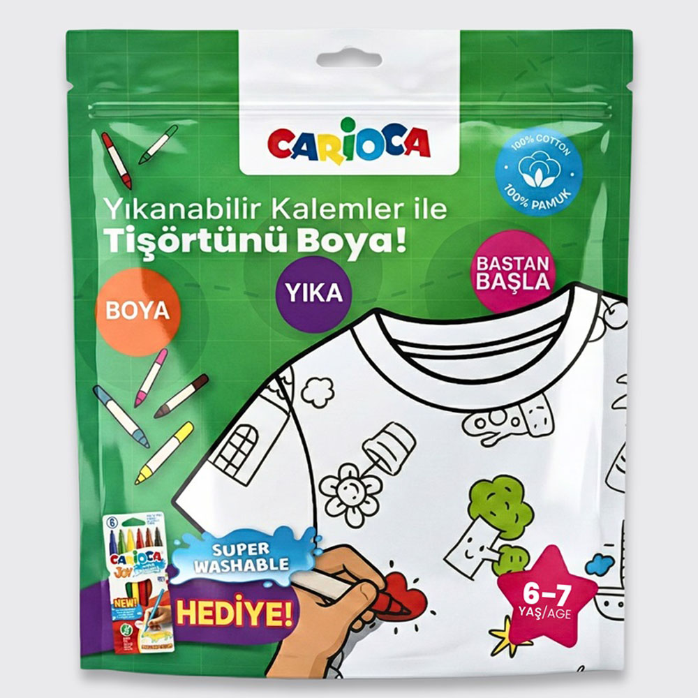 CARİOCA BOYANABİLİR TİŞÖRT-KEÇELİ KALEM 6-7 YAŞ LN-80008