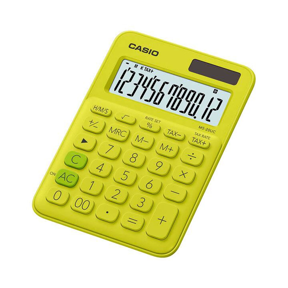 Casio Hesap Makinesi 12 Hane Ms-20Uc-Yg Renkli Masaüstü