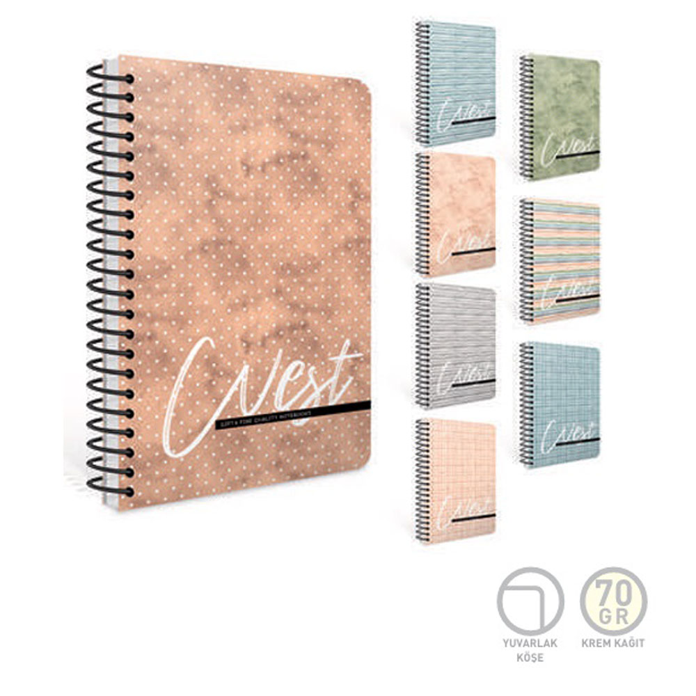 Gıpta West Defter Spralli Sert Kapak 17X24 120 Yaprak Çizgili 3-7830000-2011