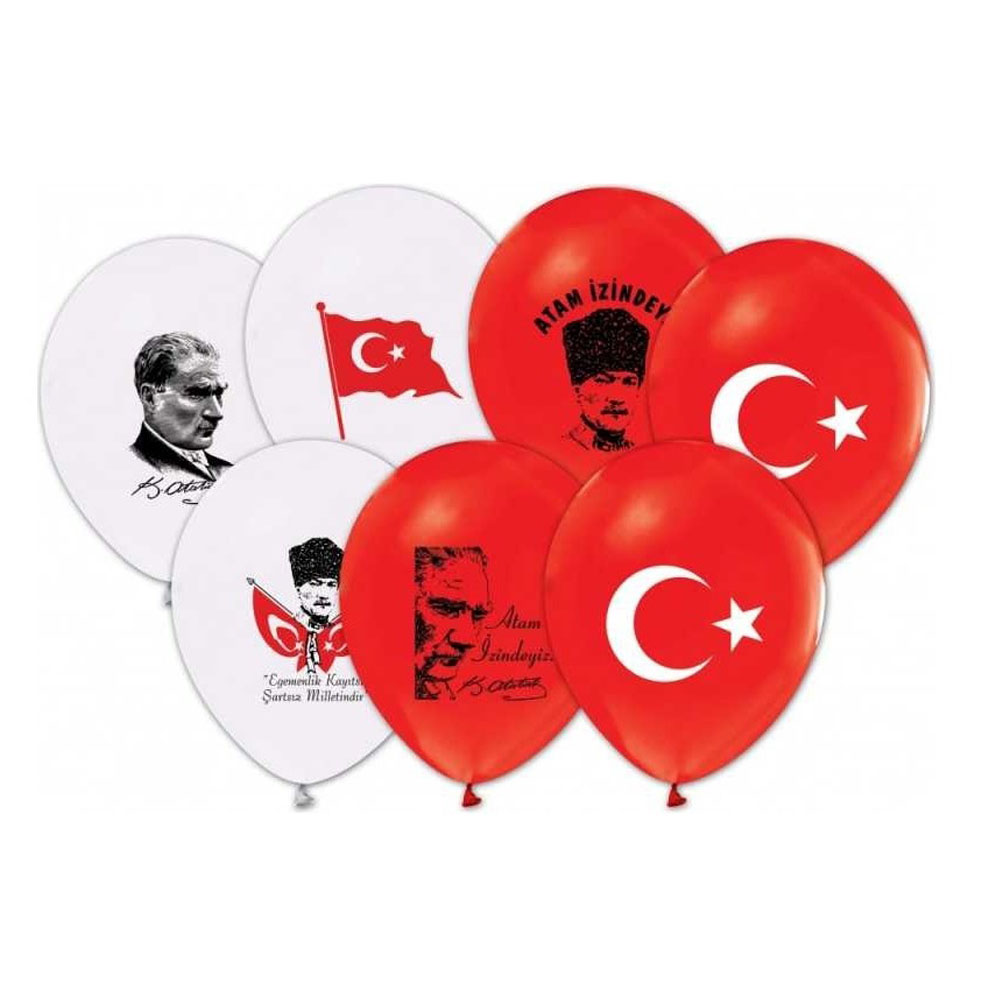 BALON 1+1 BASKILI 12" ATA-BAYRAK (50LİK)