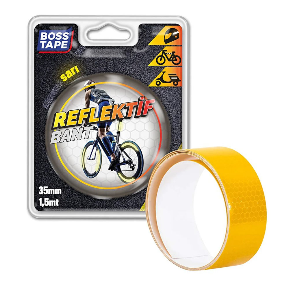 BOSS TAPE REFLEKTİF BANT SARI 35MMX1,5MT BT-09004