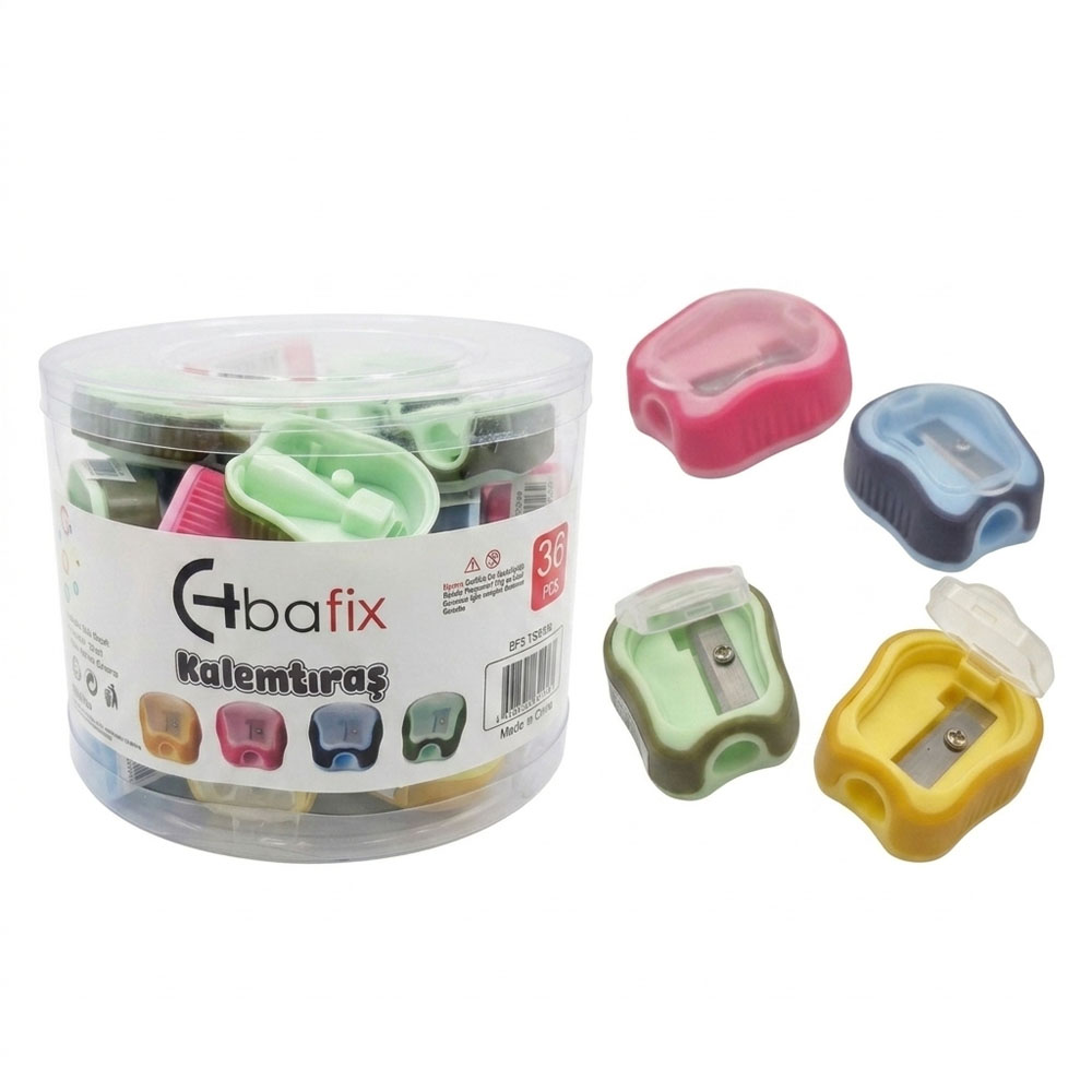 Bafix Kalemtıraş Kapaklı Pls. Kavanoz Bfx-Ts003B - 36'lı Paket