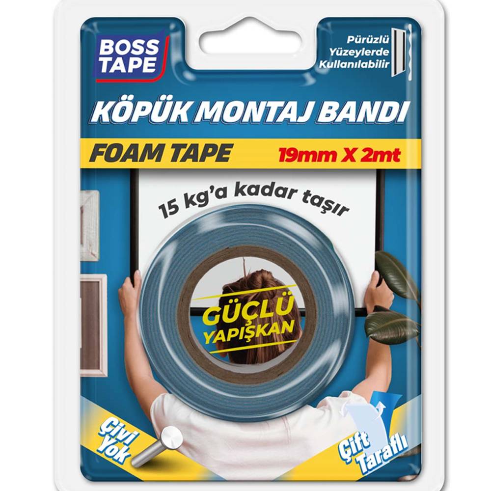 BOSS TAPE ÇİFT TARAFLI KÖPÜK BANT BEYAZ 15KG