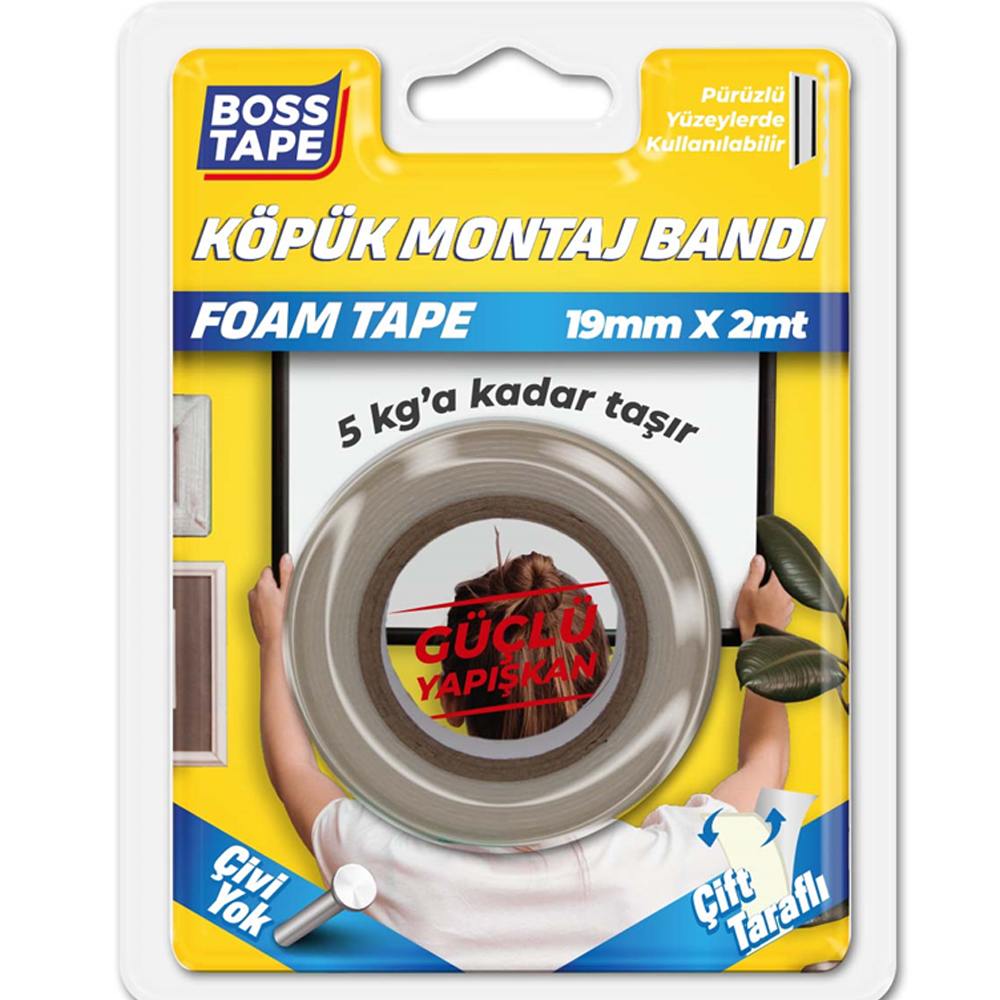 BOSS TAPE ÇİFT TARAFLI KÖPÜK BANT BEYAZ 5KG BT-01012