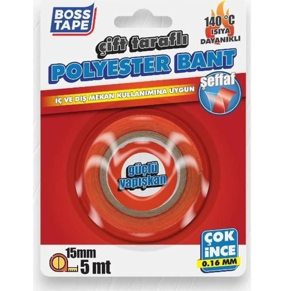 Boss Tape Yeni Çok Güçlü Polyester Çift Taraflı Bant 140 Der Bt-01038