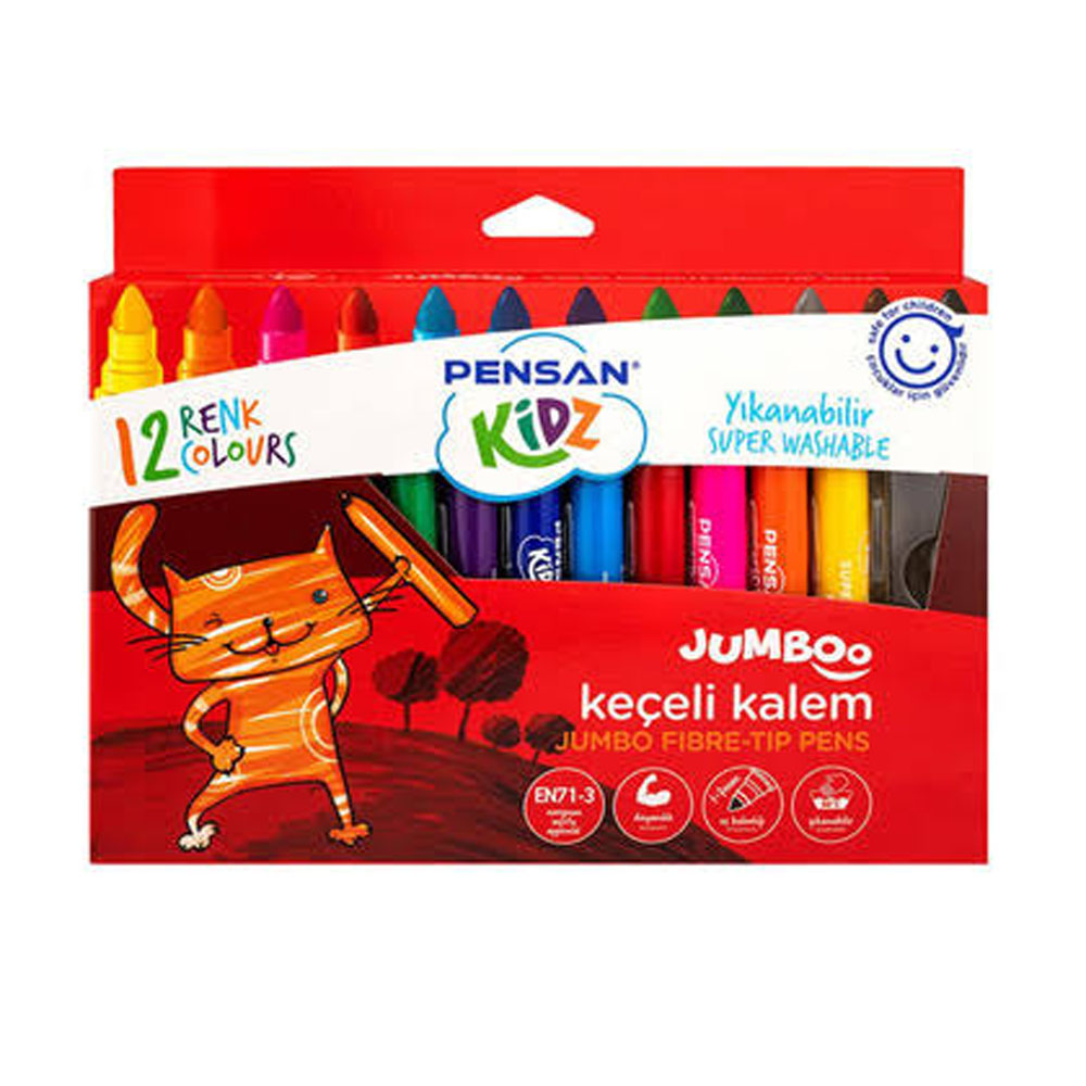 Pensan Kidz Jumboo 12 Renk Boya Kalemi Pe58310kbjumbo12 - 6'lı Paket
