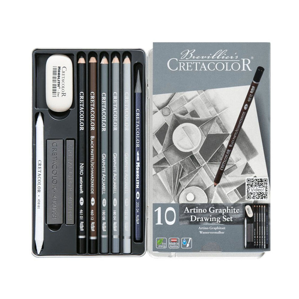 CRETACOLOR ARTİNO GRAPHİTE ESKİZ SETİ 10 PARÇA METAL KUTU 40021