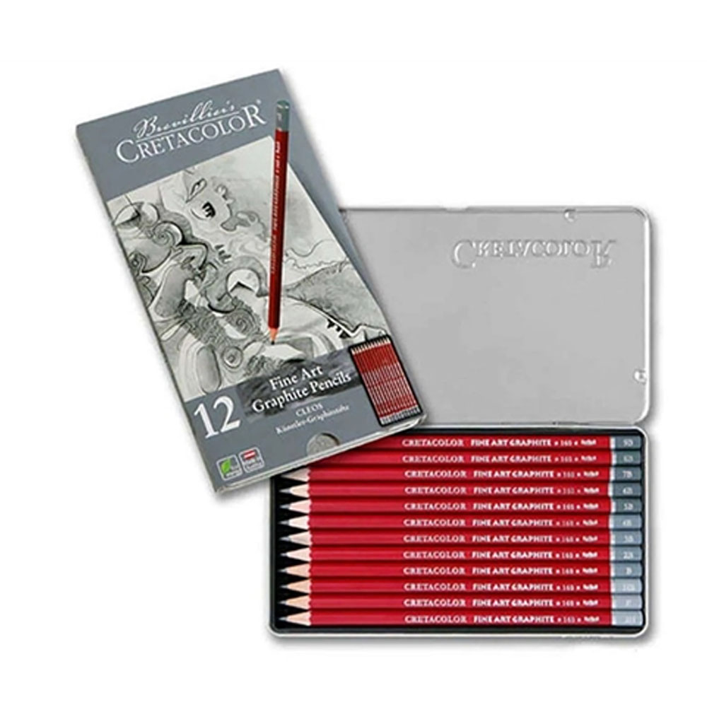 CRETACOLOR CLEOS FİNE ART DERECELİ KALEM SETİ 12Lİ METAL KUTU 16052
