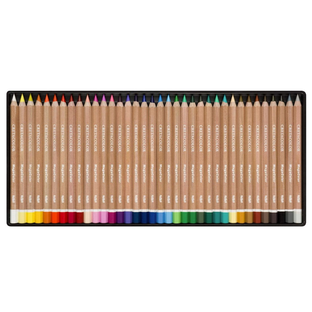 CRETACOLOR MEGACOLOR KALIN KURU BOYA KALEM SETİ 36 RENK METAL KUTU 29036