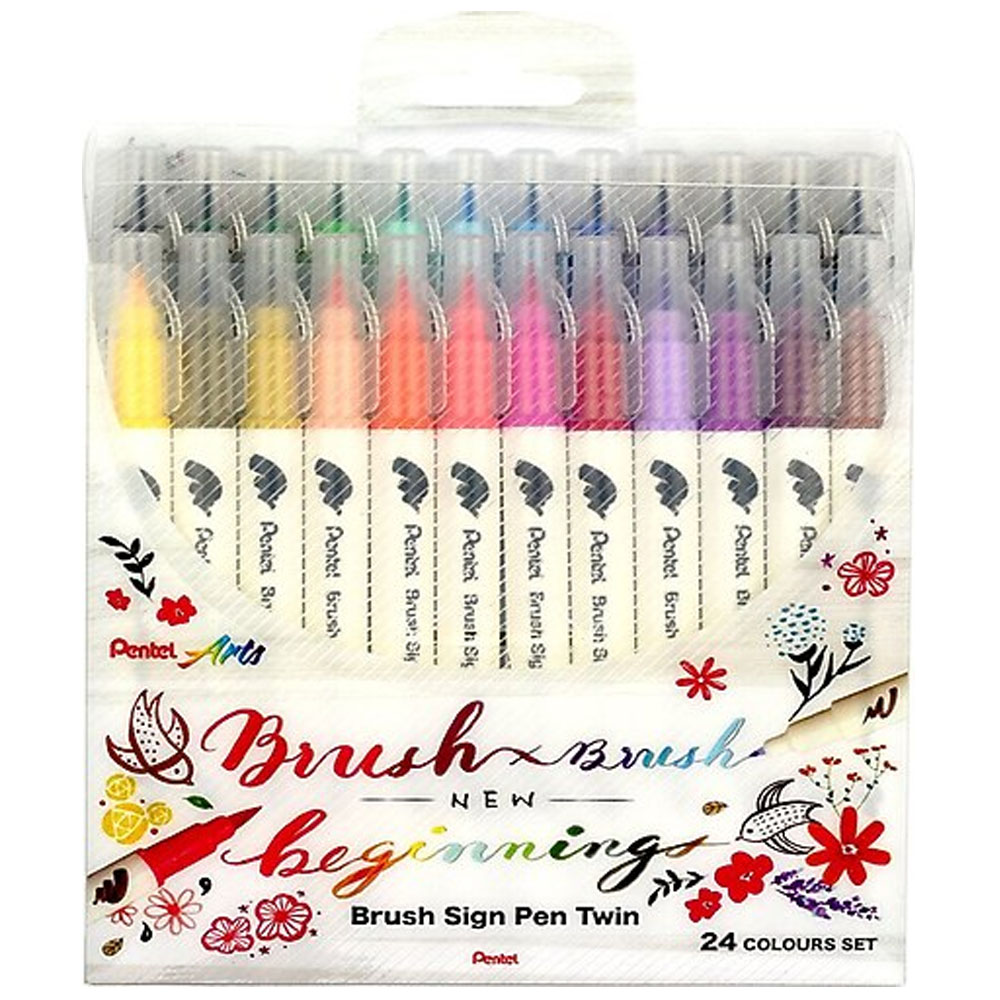 PENTEL BRUSH SİNG PEN TWİN ÇİFT TARAFLI FIRÇA UÇLU KALEM 24 RENK