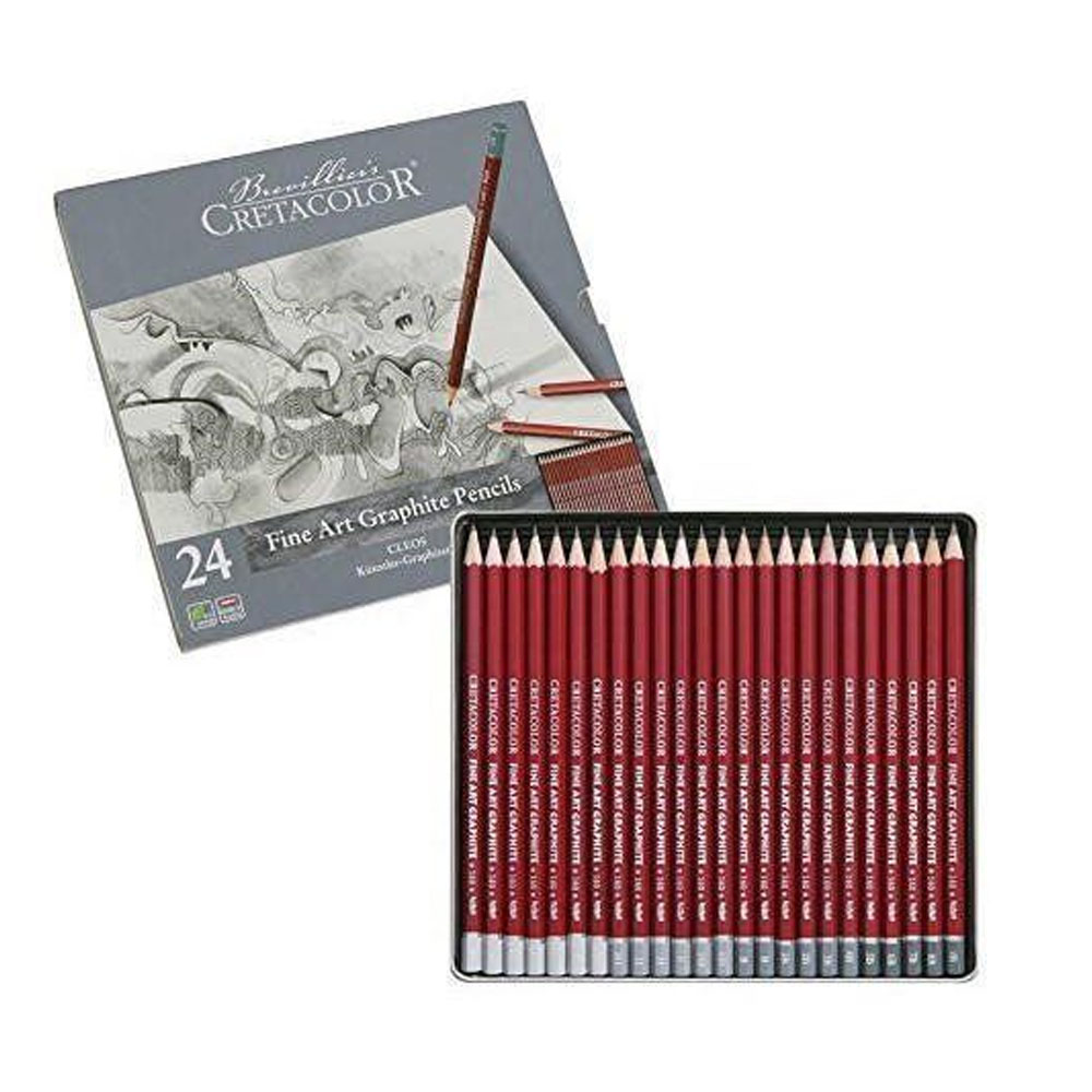 CRETACOLOR CLEOS FİNE ART DERECELİ KALEM SETİ 24 LÜ METAL KUTU 16024