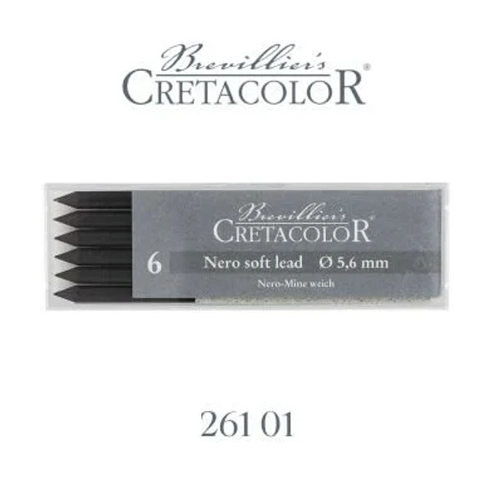 CRETACOLOR NERO SOFT YAĞLI KÖMÜR PORTMİN UÇ 5,6MM 6LI 26101