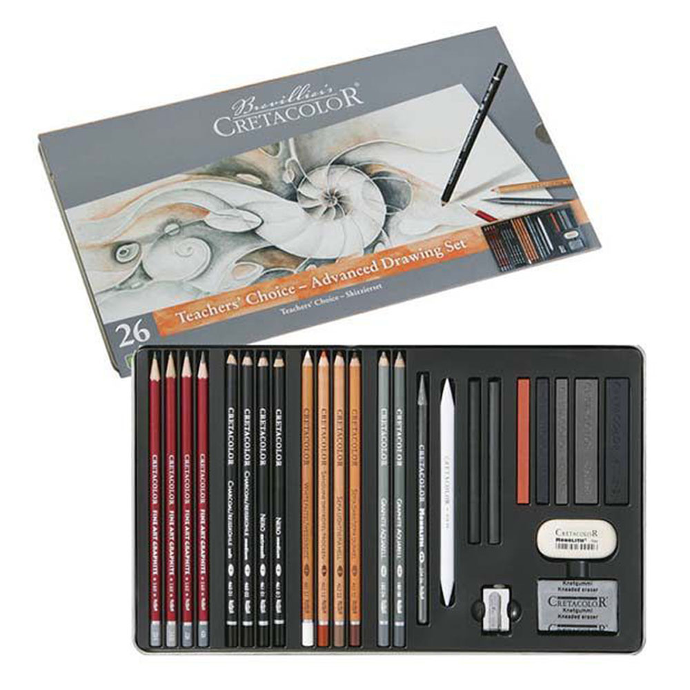 CRETACOLOR TEACHERS CHOİCE ADVANCED DRAWİNG SET PROFESYONEL ÇİZİM SETİ METAL KUTU 27 PARÇA 40042