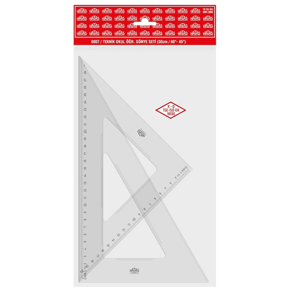 HATAS ÖĞRENCİ GÖNYE SETİ 45-60 DERECE PLASTİK 30 CM 0807