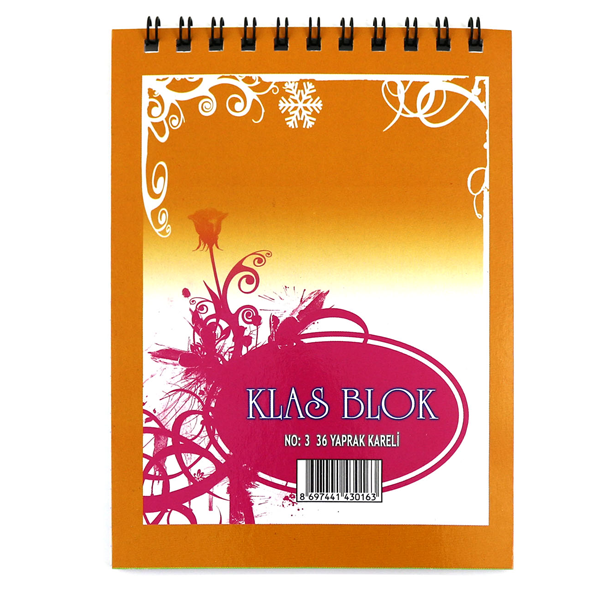 Klas Bloknot Spiralli Kareli No:3 36 Yp - 24'lü Paket